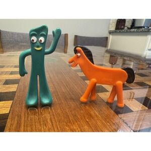 Vintage Gumby Pokey Figures Jesco Hong Kong Prema Toys  Bendable 3" Pair 1980s